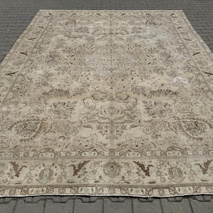 10x13 Vintage Teppich, Türkischer Teppich, Handgefertigter Wollteppich, Persischer Teppich, Oushak Teppich, Großflächenteppich, Orientteppich, Wohnzimmerteppich
