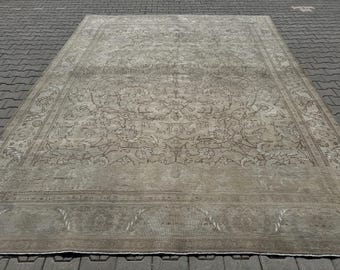 幾何学模様のウールラグ　トルコ製 9x13 ヴィンテージ トルコ絨毯：手織りウール幾何学模様絨毯 - Etsy 日本
