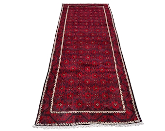 Handmade Wool Persian Runner: Antique Oriental Hallway Rug (3.8x9.5 Ft)