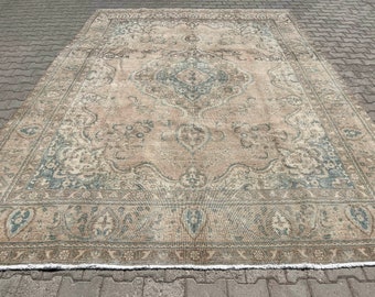 9.6x12.7 Ft Vintage Rug, Persian Rug, 10x13 Oushak Rug, Oversized Rug, Antique Rug, Living Room Rug, Dining Room Rug,10x13 Carpet, Large Rug