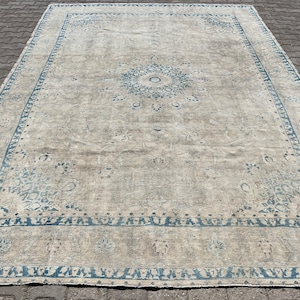 10x13 Vintage Teppich, Persischer Wollteppich, 10x13 Oushak Teppich, Türkischer Übergroßer Teppich, Antiker Teppich Wohnzimmer, Esszimmer Teppich, Teppich
