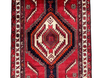 Handmade Wool Turkish Runner Rug: Red Oriental Entryway Carpet (3.2 x 13 ft)