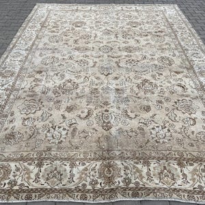 10x13 Teppich, Türkischer Oversize Teppich, Handgefertigter Wollteppich, Perserteppich, Oushak Teppich, Antiker Teppich, Großflächenteppich, Wohnzimmerteppich