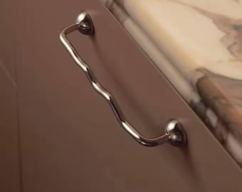 Modern Unusually shaped Cabinet Handles Kitchen Knob Pull Wardrobe Furniture Handle for Cabinet Living Room Home Office Bedroom Nickel Pull