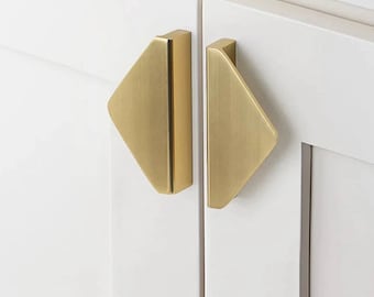 Premium Thin Solid Brass Bar Handles, Modern Gold Cabinet Hardware, Furniture Pulls for Doors, Cabinets, Cupboards & Drawers