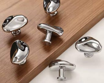 Manijas de gabinete modernas de forma inusual, tirador de perilla de cocina, tirador de muebles de armario para gabinete, sala de estar, hogar, oficina, dormitorio, tirador de níquel