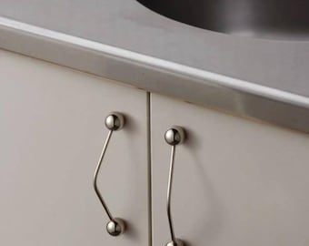 Modern Unusually shaped Cabinet Handles Kitchen Knob Pull Wardrobe Furniture Handle for Cabinet Living Room Home Office Bedroom Nickel Pull