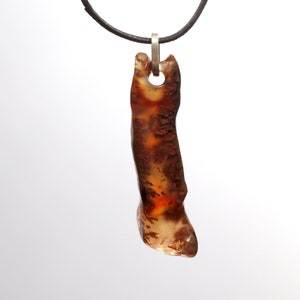 Hand Carved Natural Plume Agate Necklace Pendant