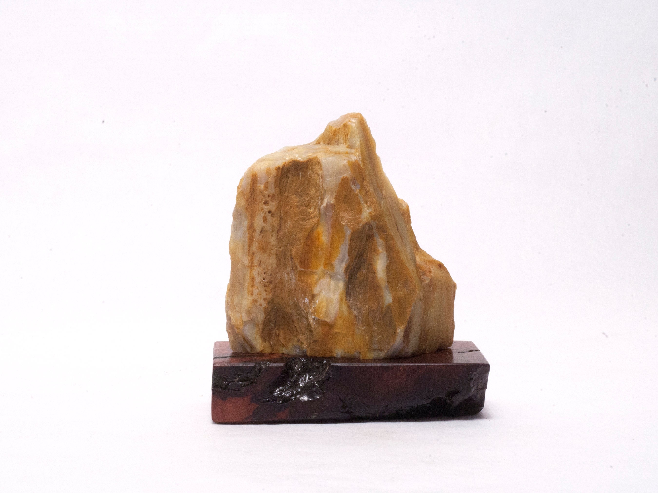 Unikat Scholar's Rock Scholar's Stone Sichtstein. Chamise Maserholz Basis. Natürliche Achat raue natürliche Exemplar