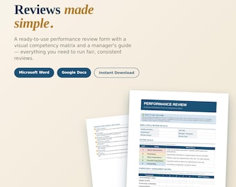 Bewerkbare sjabloon voor prestatiebeoordeling | Evaluatieformulier medewerkers (Word, Google Docs)
