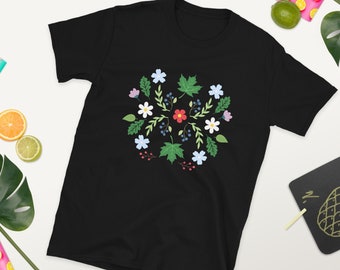 Camiseta unisex de manga corta floral Ojibwe