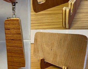 Support pour téléphone porte-clés en bois