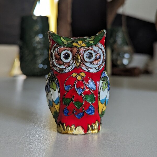 Figurine vintage de hibou asiatique recto-verso détaillée (RÉSERVÉE jusqu'au 5/4)