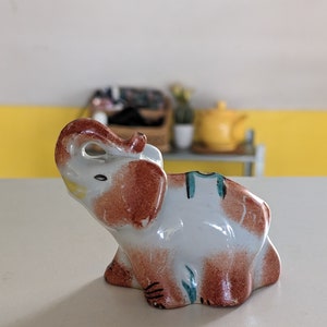 Vintage ceramic handpainted elephant figurine