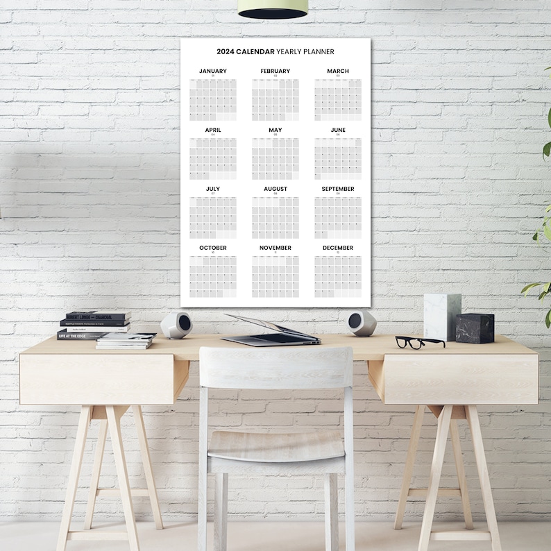 Printable Yearly Calendar 2024 2025 Yearly Planner A2 - Etsy