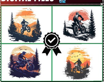 Paquete PNG de motociclista de motocross al atardecer, imágenes prediseñadas de motocross (descarga digital)