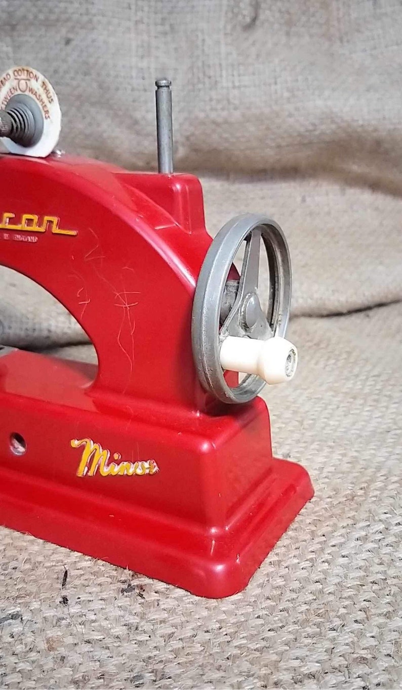 Vintage Red 1950's Vulcan Minor Children's Sewing Machine Vintage Toy