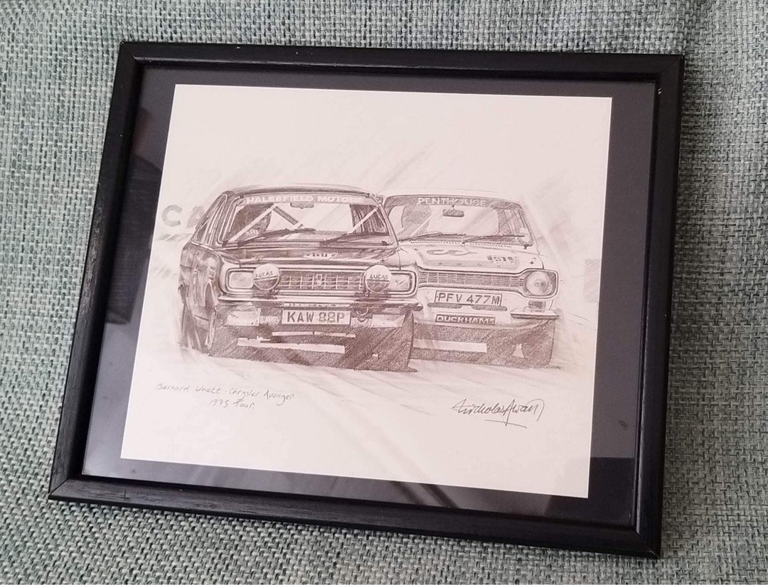 Vintage Framed Signed Drawing Bernard Hillman Avenger Etsy