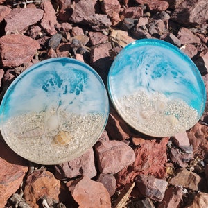 Handpainted resin tropical beach coasters
