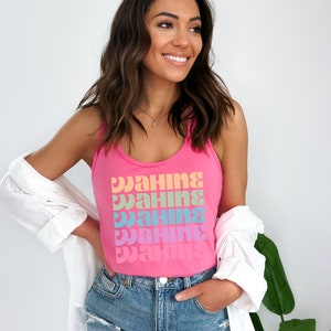 Wahine Hawaii Tank Top Hawaii Rainbow Tank Top Summer Hawaiian Wahine Tank for Women Mother&#39;s Day Gift for Mom Gift Best Friend Gift for Her
