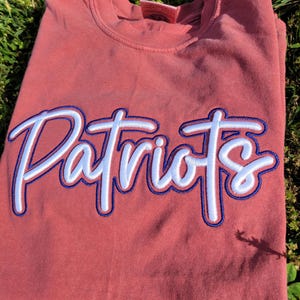 Patriots Mascot Script with Outline Machine Embroidery File | 3D Puff and Flat | PES | DST