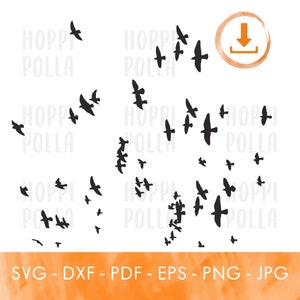 Flock of Birds SVG Vector, Sillhouette of birds SVG, flying birds for cricut, Birds Cut files, Flock of birds clipart, Dxf-Eps-Ai-Png-Cricut