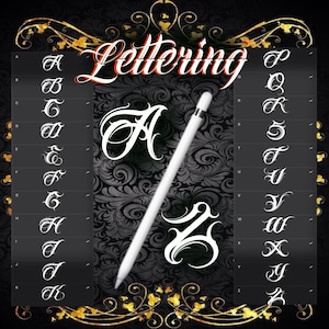 A-Z 0.4 Lettering stamp brushes set