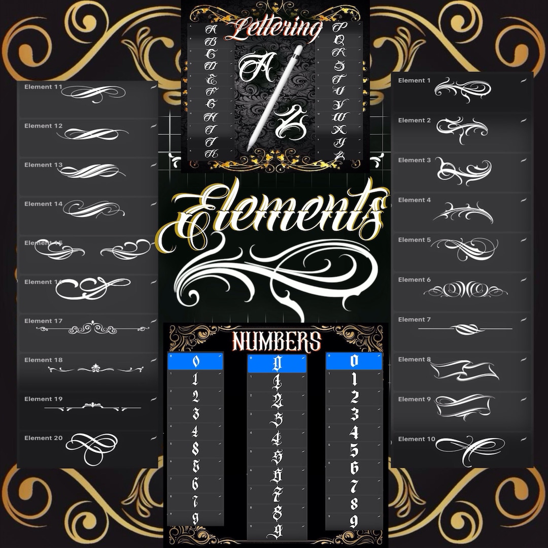 All IN ONE Lettering / Numbers /element Stamp Brushes Sets - Etsy