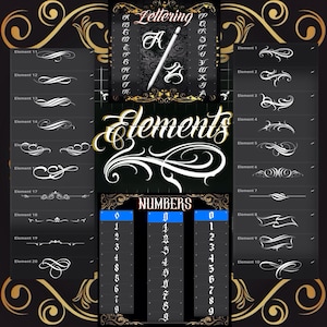 Conjuntos de pincéis de carimbo de letras/números/elementos tudo em um