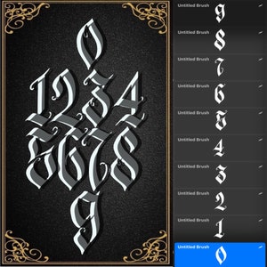 0-9.3 Number stamp brushes set