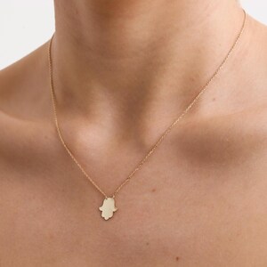 Hamsa Necklace / 14k Gold Tiny Hamsa Necklace / Hamsa Necklace Gold / Solid gold / Evil Eye / Minimalist design /