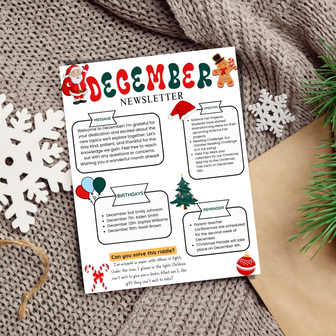 December Newsletter Template Editable Newsletter Monthly Etsy December Newsletter Template Editable Newsletter Monthly Etsy