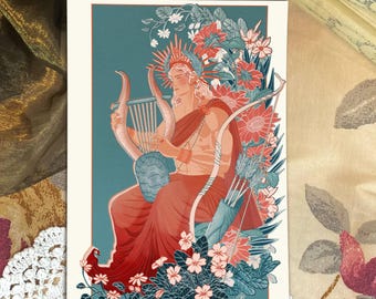 Apollo ~ Impressão de arte digital ~ Deuses gregos ~ Art Nouveau