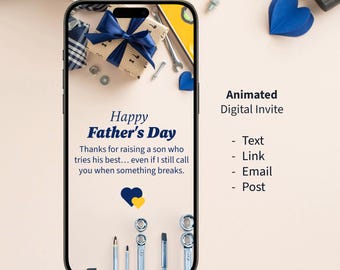 Divertida tarjeta del Día del Padre de parte de su hijo / Tarjeta digital animada / Mensaje de texto desde el teléfono / Regalo para papá / Descarga instantánea MP4