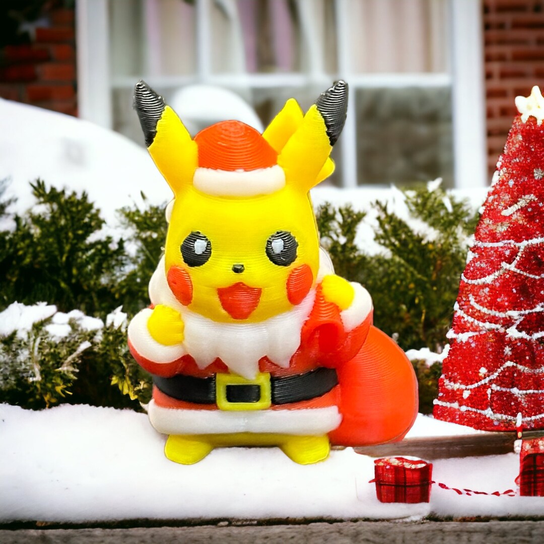 SC Multi-colour Christmas Pikachu 2 Pokemon 3D Printed in PLA - Etsy