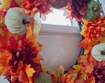 Maple Leaf Pumpkin Wreath