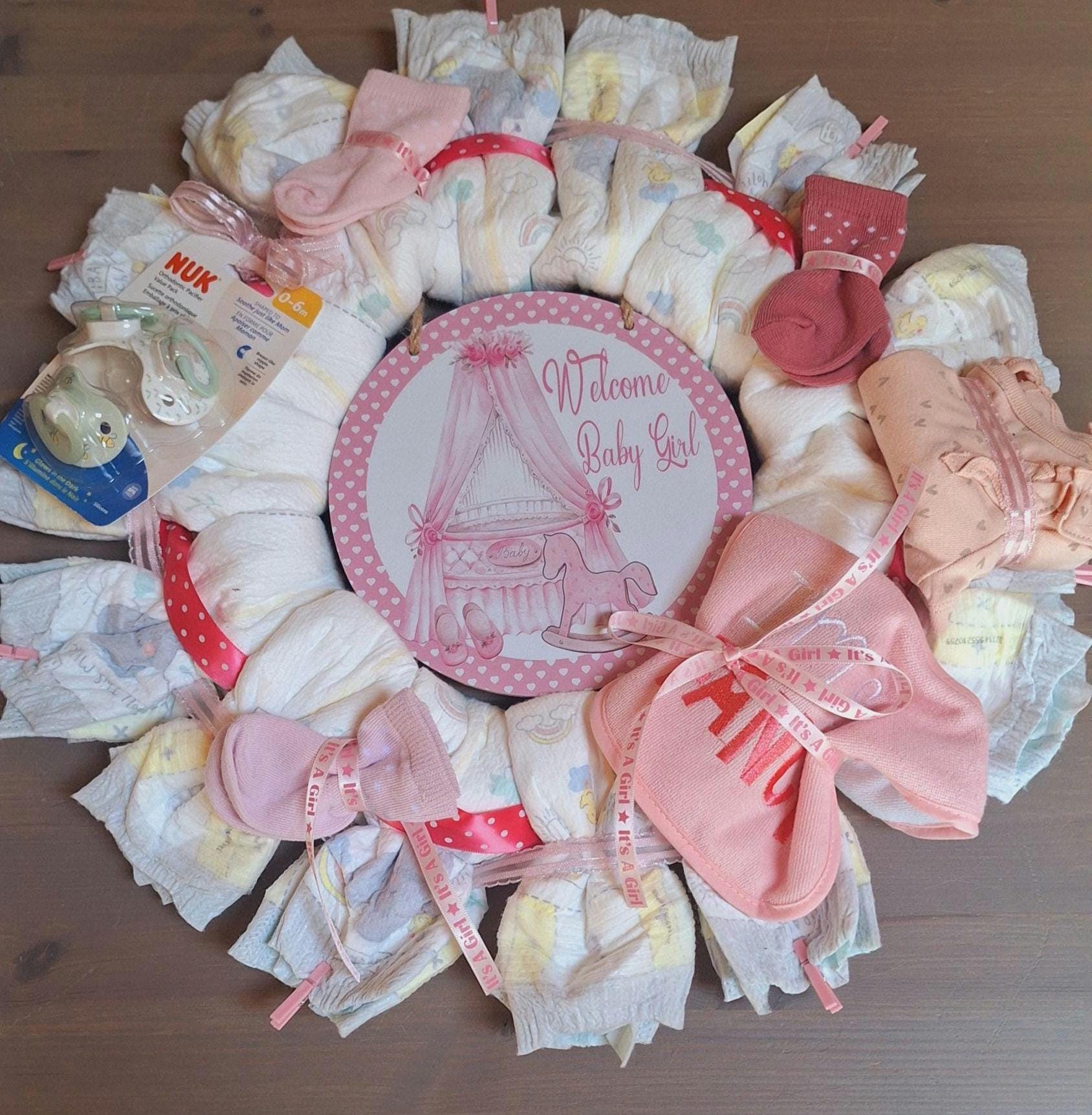 Baby Diaper Wreath/ Baby Shower Wreath/Party Supplies/ Party Decor
