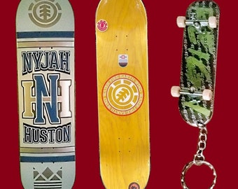 Vintage Element Skateboard Deck Nyjah Huston + Reign Keychain Teck Deck