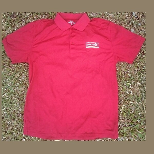 Vintage Circle-K Work Hipster Shirt Embroidered Gas-Station Red Unisex