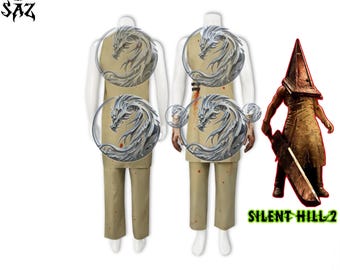 Silent Hill 2 Pyramid Head Cosplay Costume Set - Executioner Tunic Top Pants and Distressed Leather Gloves Unisex Outfit Halloween Comic Con