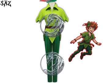 Peter Pan Cosplay Costume Set - Green Tunic, Pants, Harness Belt, Feather Hat - Handcrafted Neverland Cosplay Outfit Unisex Halloween