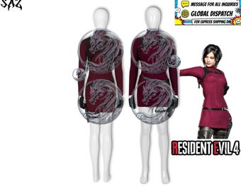 Ada Wong Cosplay Resident Evil 4 Remake Outfit Full Set Accurate Ribbed Knit Sweater Leather Harness Holster Gloves RE4 Halloween Comic Con