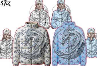 Johnny Joestar Inspired Puffer Jacket & Vest - Anime Cosplay Winter Coat - Star Print Manga Padded Unisex Jacket