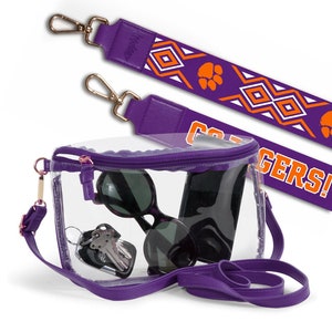 Clemson Clear Purse with Strap, GO TIGERS - Licensed, Canvas, Purse, Game Day, Stadium Approved, Crossbody, Graduation Gift, Back to school