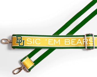 Baylor SIC 'EM BEARS - Correa ajustable para bolso, con licencia oficial, estampado, bandolera, ideal para fiestas previas a los partidos, aprobado para el estadio, regalo de graduación, bolso transparente