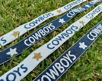Cowboys portemonneeriem met kralen, handgemaakt, doorzichtige tas, crossbody, schouder, stadion goedgekeurd, Game Day, bumperkleven, kerstcadeau
