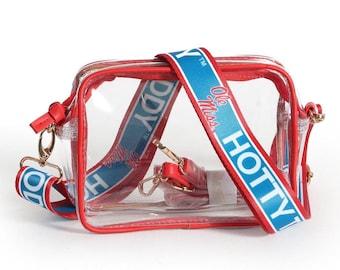 Ole Miss HOTTY TODDY Clear Purse with Strap, Licensed, Canvas, Game Day, Stadium Approved, Crossbody, Back to School, Graduation Gift