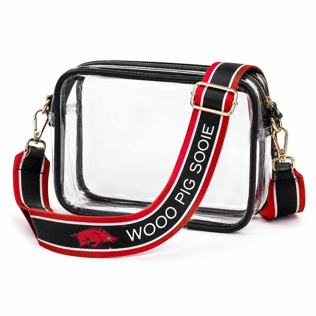 Arkansas WOO PIG SOOIE Clear Purse With Strap, Licensed, Canvas