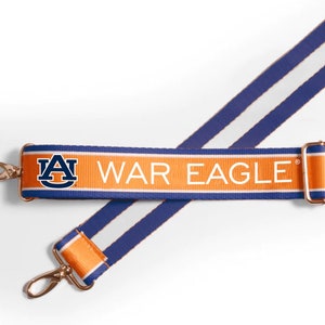 Auburn WAR EAGLE Adjustable Purse Strap, Licensed Collegiate Gear, Patterned, Stadium Approved, Graduation Gift, Back to School, Clear Bag