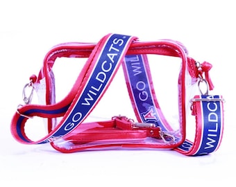 Arizona GO WILDCAT Clear Purse with Strap, Licensed, Adjustable, Game Day, Stadium Approved, Crossbody, Christmas, Graduation, Gift